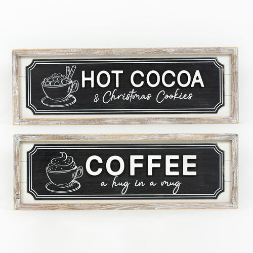 Hot Cocoa | Coffee Reversible Wood Sign