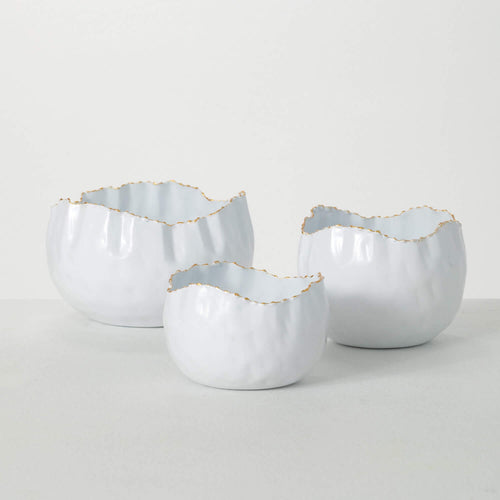 Scalloped Gold Edge Accent Bowls | Set of 3
