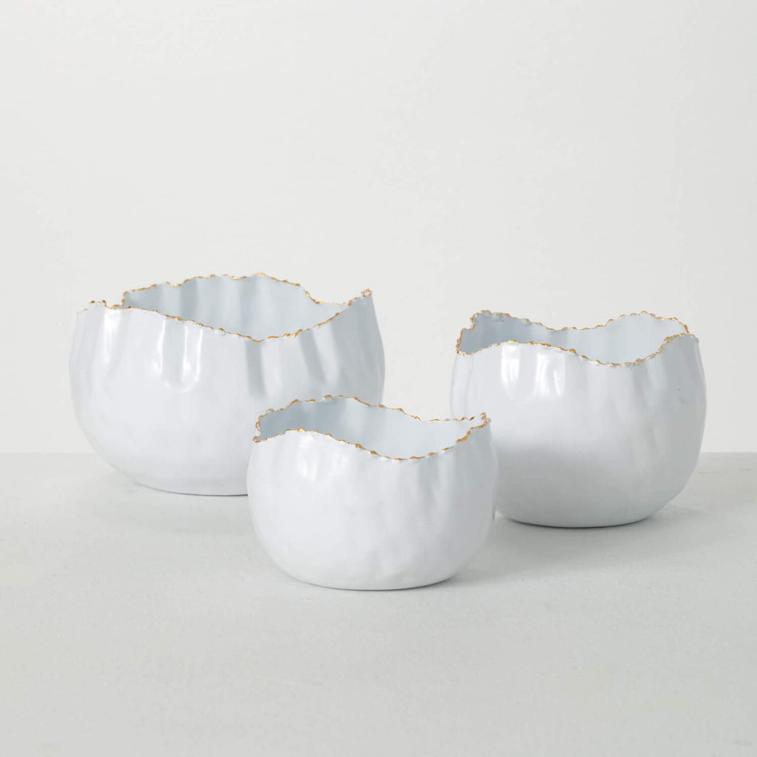 Scalloped Gold Edge Accent Bowls | Set of 3