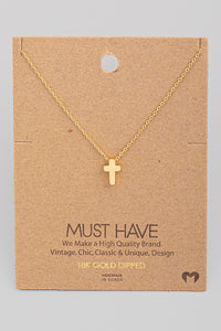 Maegan Dainty Brushed Gold Cross Necklace