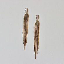 Load image into Gallery viewer, Stacked Crystal Dangle Fringe Earrings |Gold