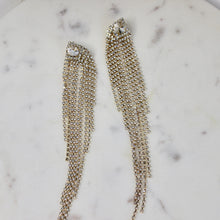 Load image into Gallery viewer, Rhinestone Fringe Shoulder-Duster Earrings | Silver &amp; Gold