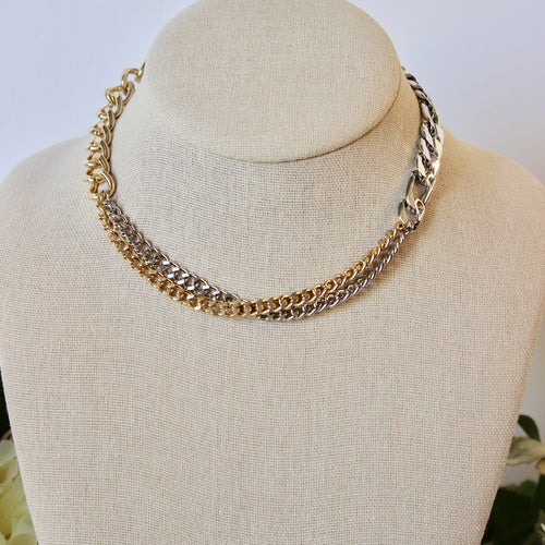 2-Tone Mixed Chain Link Layering Necklace