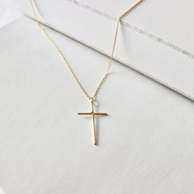 Load image into Gallery viewer, 22&quot; Gold Cross Necklace