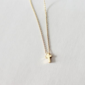Maegan Dainty Brushed Gold Cross Necklace
