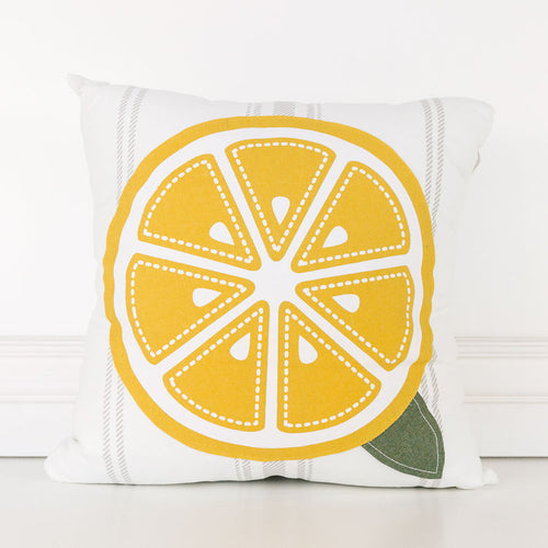 Lemon & Star Reversible Linen Pillow