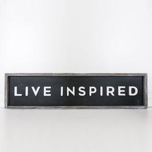"Live Inspired" Wood-Framed Home Sign