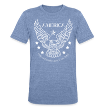 Load image into Gallery viewer, "America" 4th of July Unisex Graphic T-Shirt - heather blue