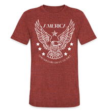 Load image into Gallery viewer, "America" 4th of July Unisex Graphic T-Shirt - heather cranberry