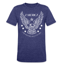 Load image into Gallery viewer, "America" 4th of July Unisex Graphic T-Shirt - heather indigo