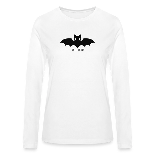 Crazy Bat Bella + Canvas Women's Long Sleeve T-Shirt - white