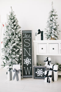 HUGE "Let it Snow" Vertical Wood-Framed Porch Sign