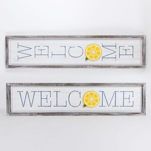 "Welcome" Lemon Reversible Sign