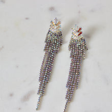 Load image into Gallery viewer, Crystal &amp; Rhinestone Fringe Earrings | Gold or Silver