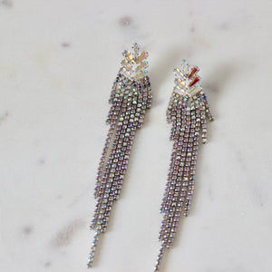 Crystal & Rhinestone Fringe Earrings | Gold or Silver