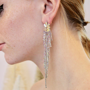 Crystal & Rhinestone Fringe Earrings | Gold or Silver