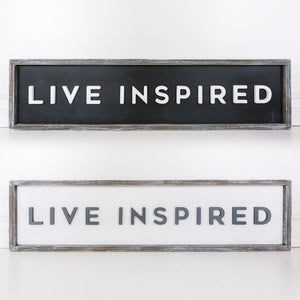 "Live Inspired" Wood-Framed Home Sign