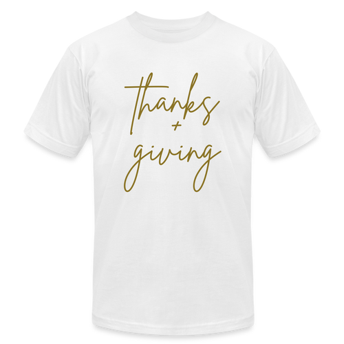 Thanks + Giving T-Shirt by Bella + Canvas - white