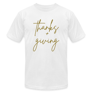 Thanks + Giving T-Shirt by Bella + Canvas - white