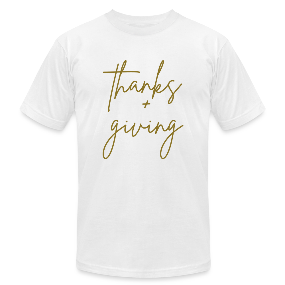 Thanks + Giving T-Shirt by Bella + Canvas - white